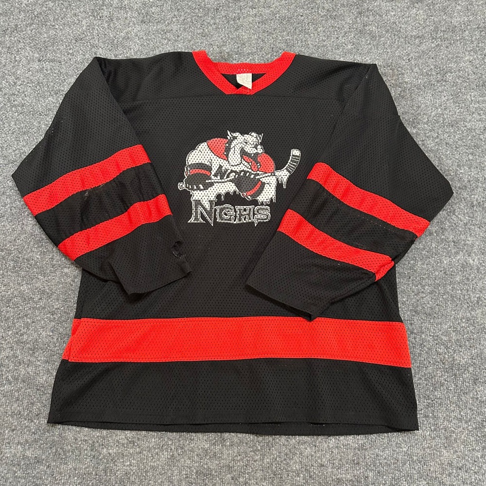 AK Hockey Jersey Mens Size XL Black Red Bulldog NGHS Superstar Mesh